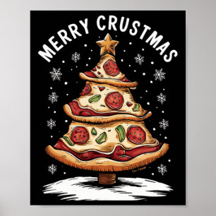 Poster Joyeux Crustmas Pizza Arbre de Noël Joyeux Noël Pi