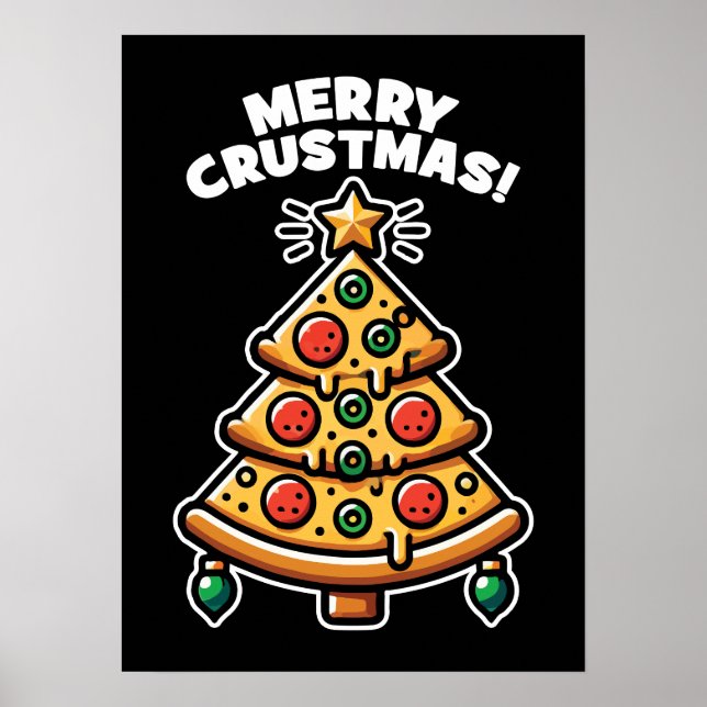 Poster Joyeux Crustmas Pizza Tree - Noël drôle (Devant)