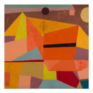 Poster Joyeux Cubisme de Montagne Paysage géométrique