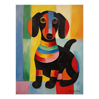 Poster Joyeux Dachshund Dog 03 - Kaori