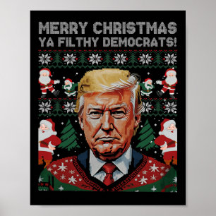 Poster Joyeux Démocrates de Noël Fileux Ya Funny Noël