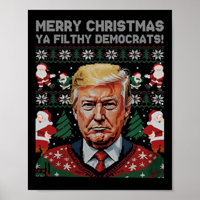 Poster Joyeux Démocrates de Noël Fileux Ya Funny Noël (Devant)
