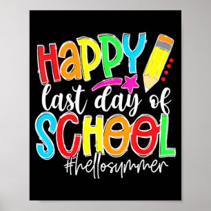 Poster Joyeux dernier jour d'école enseignant enfants rem