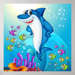 Poster Joyeux dessin de requin-23685