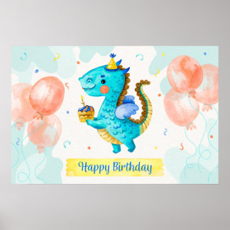 Poster Joyeux dragon d'anniversaire