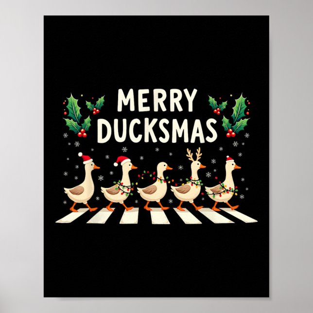 Poster Joyeux Duckmas Santa Chapeau Xmas Duck Lover Funky (Devant)