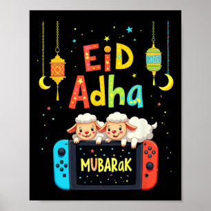Poster Joyeux Eid Moubarak Gaming pour les enfants joueur