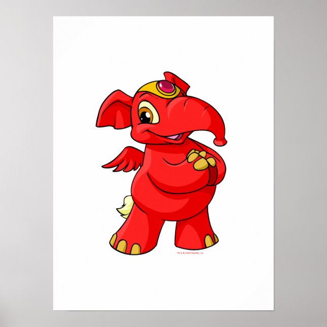 Poster Joyeux Eléphante rouge (Devant)