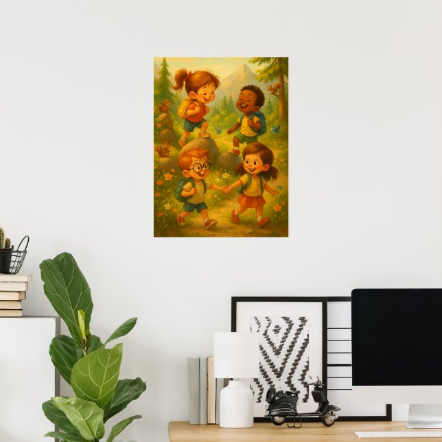 Poster Joyeux Enfants Randonnée - Classroom Adventure Pos (Bureau à domicile)