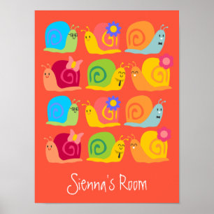 Poster Joyeux escargots mignons