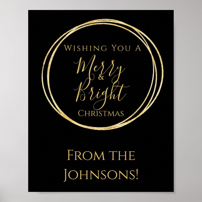 Poster Joyeux et brillant Noël Party Black Gold (Devant)