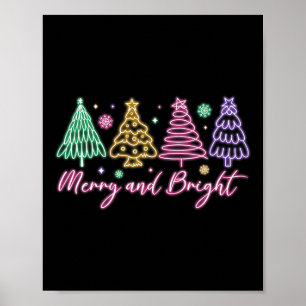 Poster Joyeux Et Lumineux Arbre De Noël Joyeux Fille Joye
