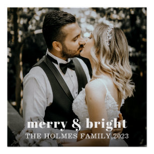 Poster joyeux et lumineux photo de couple de noël moderne