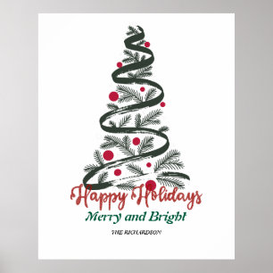 Poster Joyeux et lumineux Typographie de l'arbre de Noë