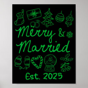 Poster Joyeux Et Mariés Établis 2025 Noël Couples Corresp