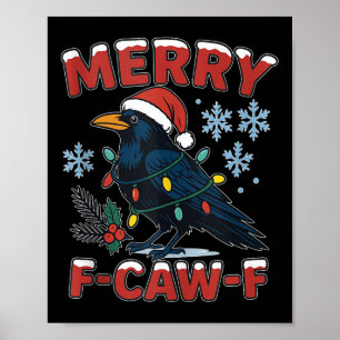Poster Joyeux F-caw-f Corbeau Mémé Drôle Corbeau Noël Adu