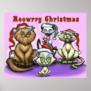 Poster Joyeux félins de Noël