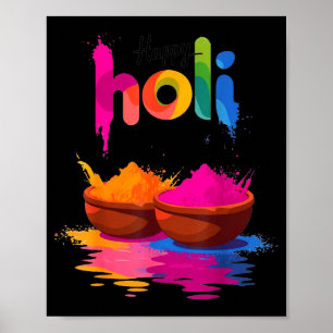 Poster Joyeux festival de couleurs de poudre de holi desi