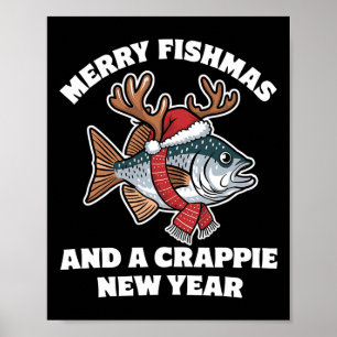 Poster Joyeux Fish Noël et une année nouvelle Crappie Pêc
