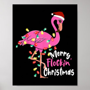 Poster Joyeux flocage Flamant rose de Noël Noël Noël
