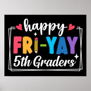 Poster Joyeux Fri-Yay 5e Graders Retour À L'École Enseign
