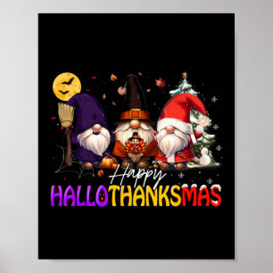 Poster Joyeux Hallothanksmas Gnome Halloween Thanksgiving