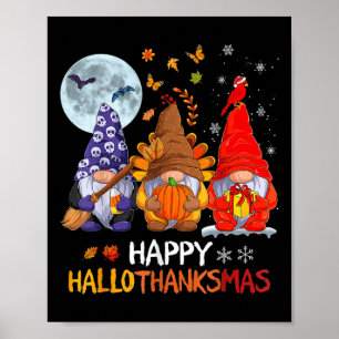 Poster Joyeux Hallothanksmas Gnomes Halloween Thanksgivin