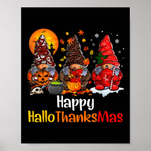 Poster Joyeux Hallothanksmas Gnomes Halloween Thanksgivin