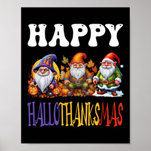 Poster Joyeux Hallothanksmas Halloween Thanksgiving Noël