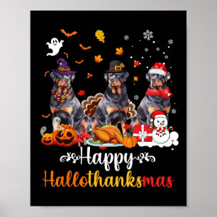 Poster Joyeux Hallothanksmas Rottweiler Chien Halloween C
