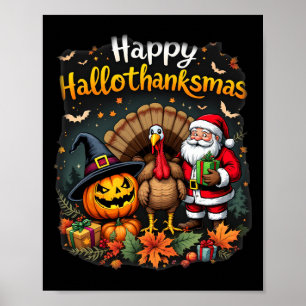 Poster Joyeux Hallothanksmas Thanksgiving Halloween Joyeu