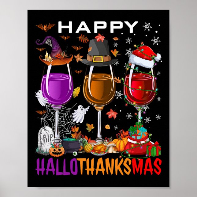 Poster Joyeux Hallothanksmas Vin Halloween Thanksgiving C (Devant)