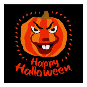 Poster Joyeux Halloween 🎃 drôle Effrayant Éffrayant Citr