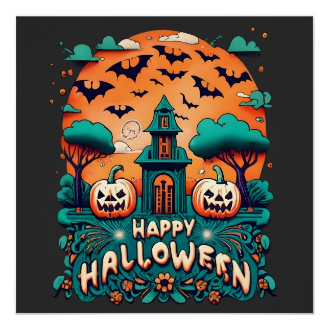 Poster Joyeux Halloween | Halloween Éffrayant (Devant)