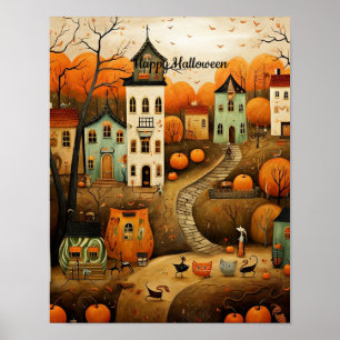Poster Joyeux Halloween illustration colorée