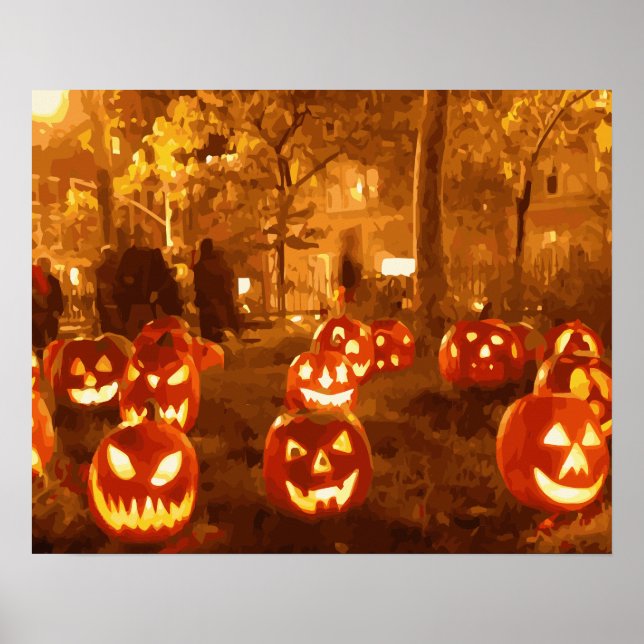 Poster Joyeux Halloween Jack O Lanterns (Devant)