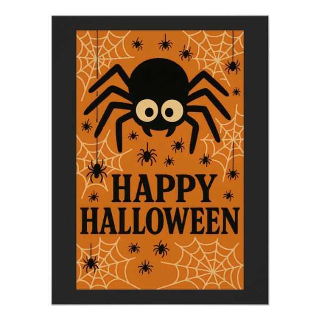 Poster Joyeux Halloween mignonne Spider Retro Party (Devant)