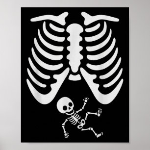 Poster Joyeux Halloween Pregnant Baby Skeleton Mer Éffray