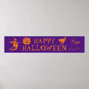 Poster Joyeux Halloween violet orange éffrayant