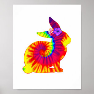 Poster Joyeux Happy Pâques Hippie Lapin lapin Tie Dye