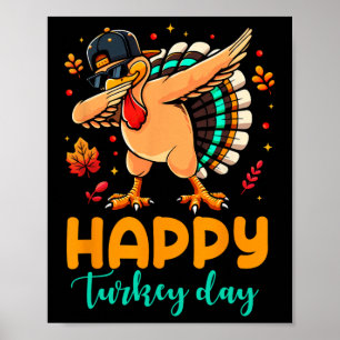 Poster Joyeux Jour de la Turquie Thanksgiving Turquie Pèl