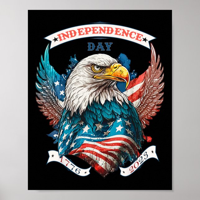 Poster Joyeux Jour de l'Indépendance Aigle Américain Et D (Devant)