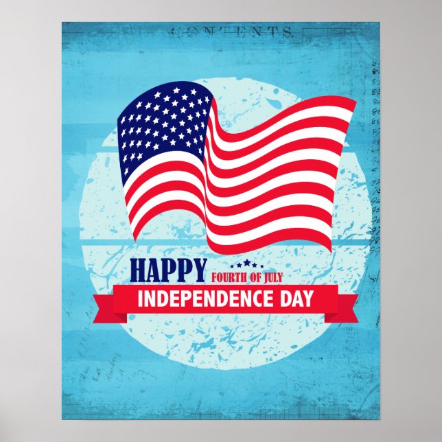 Poster Joyeux Jour de l'Indépendance Illustration du drap (Devant)