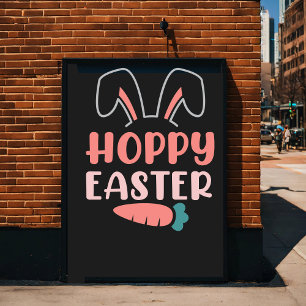 Poster Joyeux jour de Pâques - Drôle lapin mignonne