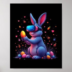 Poster Joyeux Jour de Pâques Jeu Vidéo Oeuf Lapin Funny V
