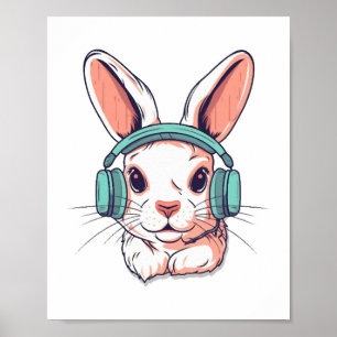 Poster Joyeux Jour de Pâques Oeuf Bunny Funny Joueur Garç