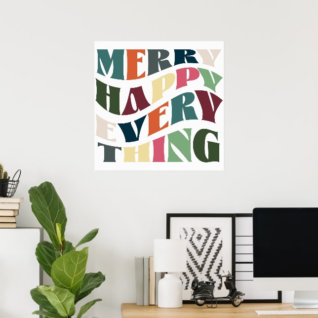 Poster Joyeux Joyeux Tout Super Noël de vacances (Bureau à domicile)