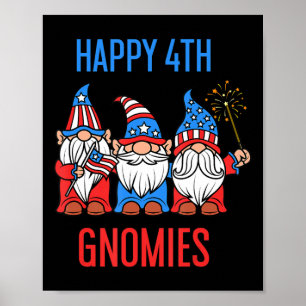 Poster Joyeux Juillet 4 Gnomies Patriotic Pride Gnomes US