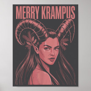 Poster Joyeux Krampus Ironique Lilith Noël Féminin Sombre