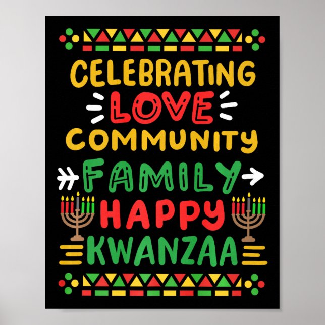 Poster Joyeux Kwanzaa célébrant l'amour Commune Famille H (Devant)